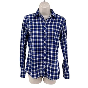 Banana Republic Women Blue Plaid Shirt Size XS Soft Wash Button Down Long Sleeve - Picture 1 of 13