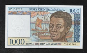Madagascar 1000 1,000 FRANCS ND (1994) Pick-76, UNC Banknnote - Picture 1 of 2