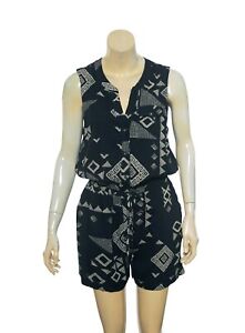 Lucky Brand Romper S 6 Women Casual Summer Sleeveless Printed Playsuit NEW 28705