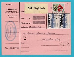 ICELAND parcel card 1959 Reykjavik