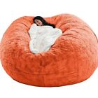 (Cover only, No Filler) Giant Fur Bean Bag Chair Cover for Kids 6FT Orange