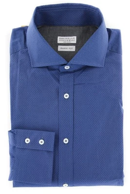 Brunello Cucinelli Blue Polka Dot Shirt - Full - M/M - (MG6728C17) - Image 1 of 4