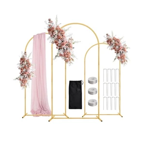 Wedding Arch Backdrop Stand 6FT, 5FT, 4FT Set of 3 Metal Gold Balloon Arch ki... - Picture 1 of 8