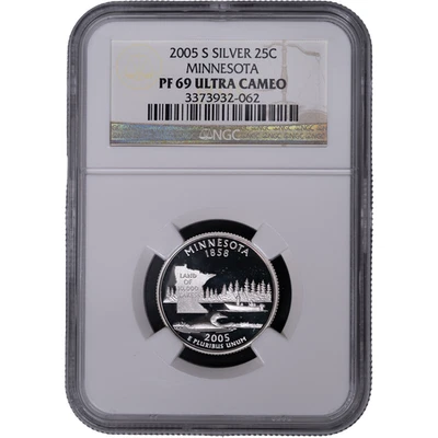 2005-S Silver Minnesota State Quarter - Proof ~ NGC PF 69 ULTRA CAMEO - Image 1 of 2