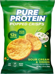 Pure Protein Popped Crisps Sour Cream Onion High Protein Snack 12g Protein 12 Ct - Picture 1 of 12