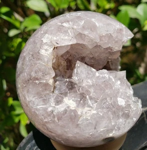 2.8" Purple Amethyst Quartz Crystal Ball Orb Sphere Rainbows Druzy Matrix, 383g - Picture 1 of 16