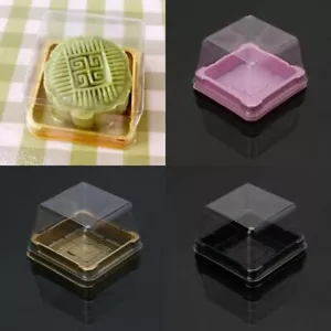 Caja de embalaje cuadrada de plástico transparente de 50 g para pasteles de luna contenedor para pasteles de luna - Imagen 1 de 8