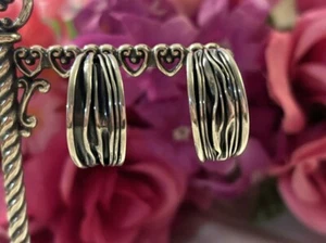 Silpada RARE Folded Sterling Silver Hoop Earrings on Posts - P0804 - Picture 1 of 20