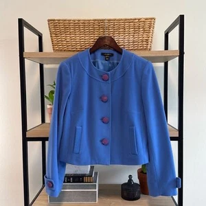 Louben Wool Cashmere Blend Woven Button Front Jacket, 10 - Picture 1 of 6