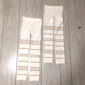 CAT And JACK Girls Set Of 2 Cream Gold SFleece Lined Leggings 7-10 - Picture 1 of 3