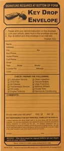 Night Drop Key Envelopes 100 Qty. - Auto Repair Shops and Mechanics  #7215 (P1) - Picture 1 of 3