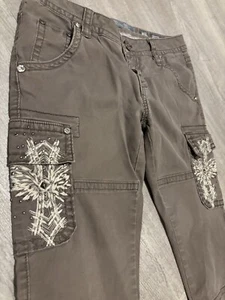 Miss Me Womens Size 27 Vintage Cotton Brown Gray Cargo Embellished Y2K Skinny - Picture 1 of 6