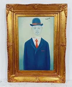 AMAZING RENE MAGRITTE OIL ON CANVAS DATED CIRCA 1954 WITH FRAME IN GOLDEN LEAF - Picture 1 of 7