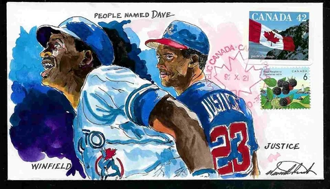 CANADA 1992 Baseball Dave WINFIELD & Dave JUSTICE Cover HAND PAINTED WILD HORSE Cover