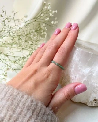 A++ Zierliche grüne Smaragd facettierte runde Edelsteinperlen verstellbare Ri... - Bild 1 von 4