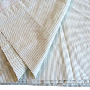 Vintage Martha Stewart Everyday Twin Flat Sheet Cornflower Pinstriped Green USA - Picture 1 of 15