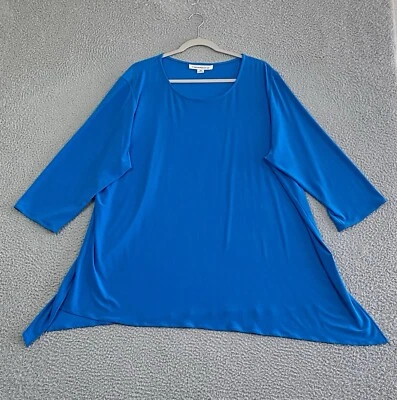 Blusa túnica CAROLINE ROSE Top Plus 3X azul Lagenlook swing jersey tejido EXCELENTE Foto 1 de 4