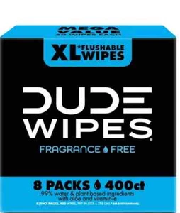 DUDE WIPES XL Flushable Wipes, Fragrance Free, 8 ct. (400 wipes) - Picture 1 of 7