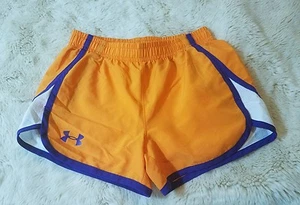 Girls UNDER ARMOUR HEAT GEAR LOOSE ORANGE ATHLETIC SHORTS SZ YSM YOUTH SMALL - Picture 1 of 1
