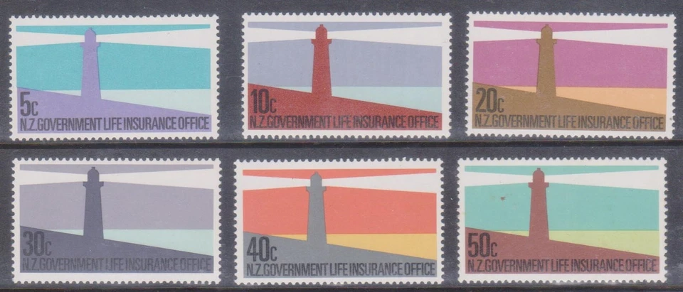 (F262-42) 1951 NZ set of 6stamps light houses 5c to 50c (AQ)  (KW68) - Изображение 1 из 1