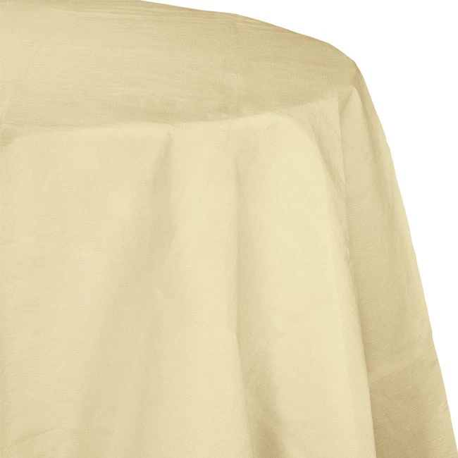 Ivory 2/Ply Paper-Poly Round Tablecloth 82" Tableware Party Decorations Supplies - Image 1 of 1
