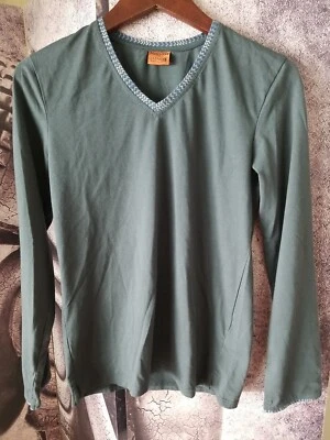 Pijama feminino MISSONI para QATAR manga longa cinza gola V tamanho P/M - Imagem 1 de 4