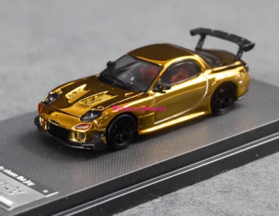 Carro esportivo TM 1:64 folheado a ouro JDM RX-7 FD3S RE metal fundido - Imagem 1 de 4