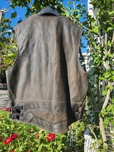 HARLEY DAVIDSON BILLINGS LEATHER VEST X-LARGE SPRINGER ULTRA SOFTAIL ROADKING - Picture 1 of 8