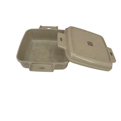 LittonWare Microwave Cookware 1 qt Casserole Square Dish 39275 w/Divided Lid VTG - Image 1 of 4