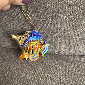 Cloisonné Emaille beweglich beweglich tropische Fische Ornament Regenbogenfarben - Bild 1 von 9
