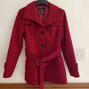Nicole Miller New York Trenchcoat mit Gürtel gefüttert rot Jacke Damen Größe M - Bild 1 von 24