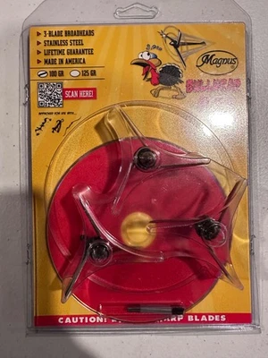 Magnus Archery Bullhead DOC Turkey Head Point Broadheads 100 GR 3 Pack - Image 1 of 2
