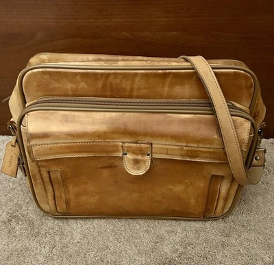 Hartmann Auténtico Vintage Cuero Tostado Equipaje Viaje Bolso de Hombro 15 pulgadas Foto 1 de 3