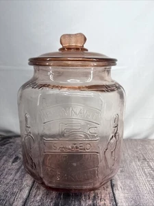 Planters Mr. Peanut Pink Counter Glass Pennant 5₵ Salted Jar 12" Tall Octagon - Picture 1 of 13