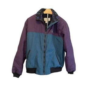 Vintage LL Bean Jacket Mens Large Purple Blue Fleece Lined Warm Up Outdoors 90s - Picture 1 of 9