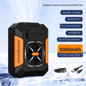 Rechargeable 5000mAh LED Waist Fan for Outdoor Use and Travel Convenience - Photo 1/14