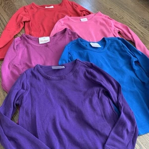 Lot of 5 Hanna Andersson Girls Long Sleeve Shirts 100% cotton Sz 100/4 - Picture 1 of 8