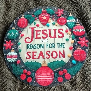 Wooden Hanging Sign Christmas Jesus Is The Reason For The Season *Slight Second - Picture 1 of 2