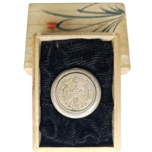 Antique Japanese Sakurai 950 Sterling Silver Coin Box w/ Original Wood Box - Picture 1 of 5