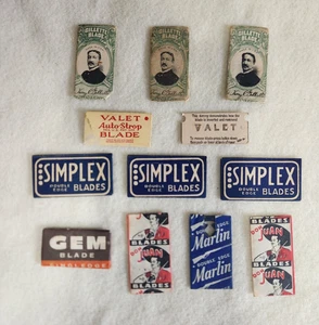 Vintage Lot Razor Blades, 11 Original Wrapped Blades, Various Brands - Picture 1 of 2