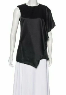 1.2K Auténtico GIVENCHY Negro SATINADO Top BLUSA CON FAJA AZUL PALOMA Bufanda  Foto 1 de 4