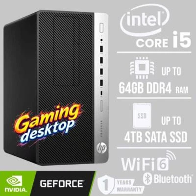 GAMING READY HP Desktop Computer MT i5 NVIDIA GT1030 up 64GB RAM 2TB SSD Win10 - Image 1 of 4