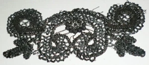 Vintage Antique Mourning Edwardian Victorian French Applique Jet Beads 6.5" X 3" - Picture 1 of 3