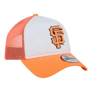 New Era San Francisco Giants 9FORTY A-Frame Snapback Trucker Hat Cap Neon Orange - Picture 1 of 7