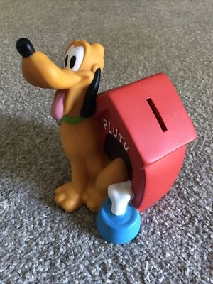 Disney Pluto Vintage Vinyl Bank Red Doghouse Original Coin Stopper - Image 1 of 4