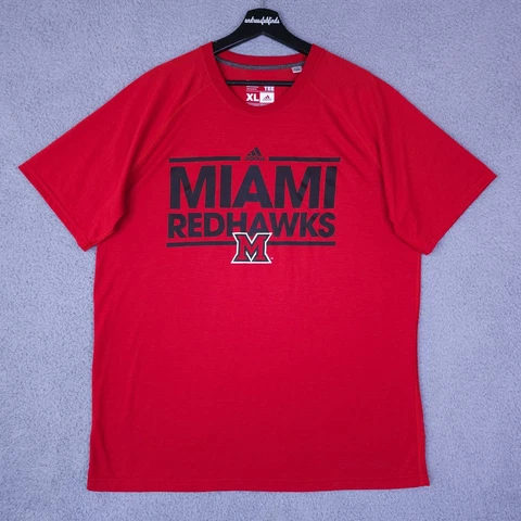 Miami Redhawks Mens Shirt Extra Large Red Climalite The Ultimate Tee Adidas Cover