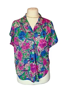 Bluse rosa mehrfarbig Blumenmuster Flügelärmel 14 - Bild 1 von 9