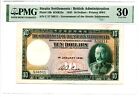 Straits Asentamientos 10 Dollars 1.1.1935 Recoger 18b KNB22e PMG Muy Fina 30