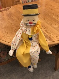 Vintage 26” Sitting Ledge/Mantel Clown With Bright Colors - Picture 1 of 12