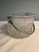 VINTAGE TELEFLORA Mid-Century Modern GLASS ICE BUCKET CHROME HANDLE FRANCE MCM